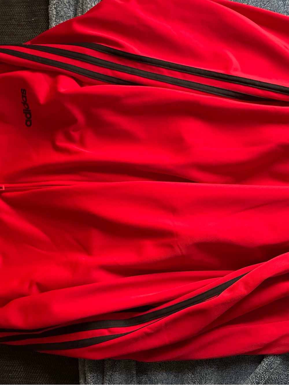adidas Red Zip-Up Jacket with Black Logo Tag